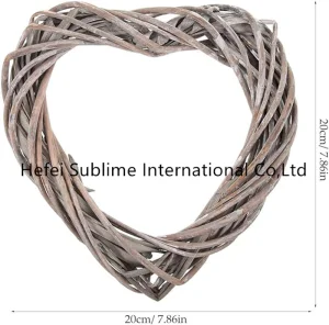 Natural Wicker Heart Shaped Wall Hanging Christmas Garland