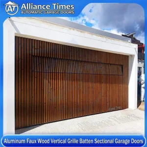 Home Faux Wood Grain Aluminum Vertical Grille Batten Sectional Automatic Garage Doors