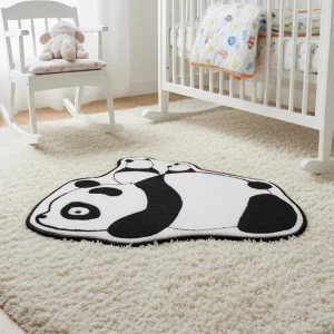 Eco Friendly Panda Shape Cartoon Non-Slip Cute Cartoon Area Rug Animal Pattern Rug Kids Playroom Rug