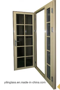 Cross Decoration Double Glazed French Style Aluminum Casement Door