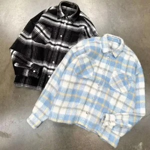 Custom Flannel Cotton Button Up Oversized Shirt Long Sleeve Plaid Fleece Flannel Shirt For Men