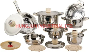 Popular Equipment Cast Iron 16PCS Stainless Steel Cookware with Bakelite Handle
