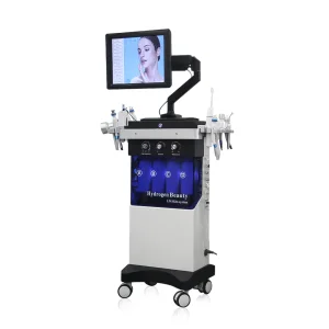 Hot Sales 18 in 1 H2O2 Bubble Blackhead Removal Hydra Dermabrasion Facial Deep Cleaning Machine with 360° Rotating Touch Screen