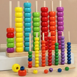 Portable Montessori Math Toys For Early Learning, Wooden Number Counting Games For Homeschooling STEM Education Travel Toy