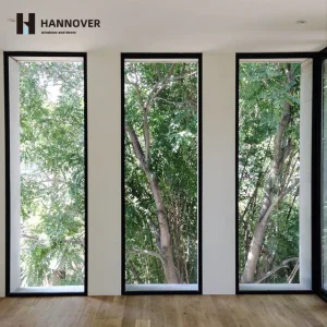 Black Fixed Aluminum Alloy Window Double Glazed Heat Insulation Soundproof Impact Resistant Hurricane Window for Modern Villa