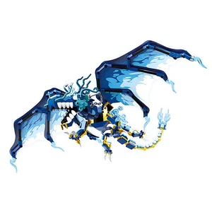 Blue Water Dragon Model Building Block Fly Dragons Fighter Building Brick Dragons World STEM Educational Kit Set
