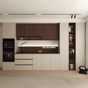 Modern Plywood Dining Buffet with Stylish Glass Door Design