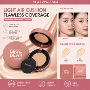 Gege Bear Custom Logo Waterproof Oil-Control Cream Cushion Foundation Matte Skin Full Coverage Long-Lasting Lightweight