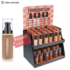 No Logo Foundation with Display Stand Private Label Full Coverage Custom Logo Makeup Foundaion