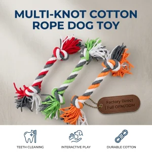 Custom Cotton Rope Dog Chew Toys Knot Puppy Teething Toys Durable Interactive Tug War Toys for Small Medium Dogs Teeth Cleaning