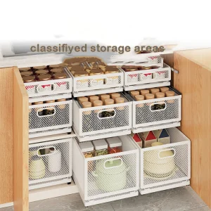 Pull out Under Sink Organizer, Slide Storage Basket for Kitchen Cabinet Organization