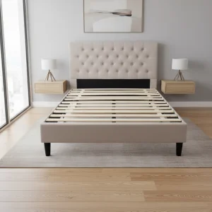 Nisco Durable Modern Single Bed with Metal Frame for Home Bedroom Hotel Apartment Use