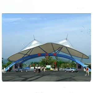 Customized Outdoor Architecture PVC Tensile Membrane Awning Tent Fabric Car Parking Shade Structure Waterproof Coated Pattern