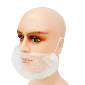 أغطية لحية بيضاء وزرقاء disposable صحية من الصين PP10/12GSM أقنعة لحية غير منسوجة من البولي بروبيلين للرجال لمعالجة الطعام والمطاعم