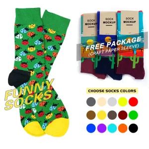 Amostra Grátis Meias de Algodão Masculinas Personalizadas Calcetines Felizes Engraçadas Meias Crew