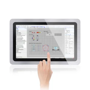 Embedded 15.6" Touchscreen Panel PC, 3mm Tempered Glass Wall Mount Rugged Industrial Computer with RS232