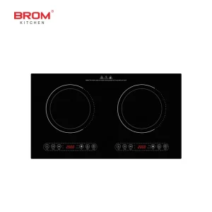 Commercial Built-In Double-Head Electric Cooktop with Crystal Plate 2-Burner Induction Cooker Multi-Function for Pots