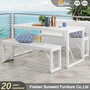 Customized Outdoor Modern Home Hotel Restaurant Furniture Villa Aluminum Chair and Table Garden Patio Dining Bench