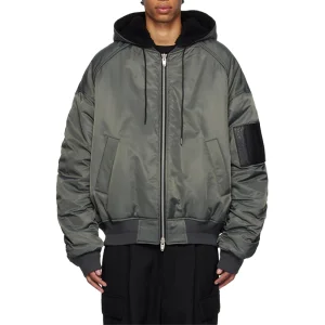 OEM Customized Reversible Insulated Bomber Jacket for Men Streetwear Twill Woolen Collarless for Winter