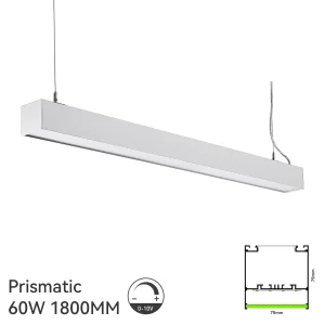 White 7575b 1800mm 60W 0-10V Dim Prismatic Low Ugr LED Linear Light
