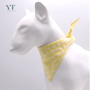 Amazon Hot Sales Pet Cotton Double Layer Printed Plaid Triangle Dog Bandana Customized Scarf Custom Logo Dog Bandana Collar
