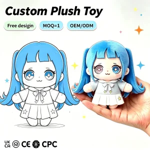 Muñeca de peluche de chica con dos coletas azules personalizadas, suave, uniforme de jk, juguete de personaje de dibujos animados para niños, regalos al por mayor