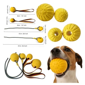 Eco-friendly Luxury Solid Dog Bite Resistant EVA Training Pet Toy Floating Ball Rope with Flag