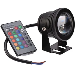 10W Waterproof RGB LED Underwater Light Submersible Garden Pond Fountain 24Key Remote Controlled Lamp for Swimming Pool Aquarium
