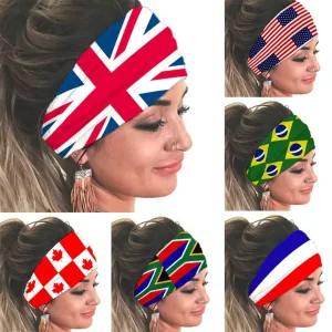 Hot Sale Great Quality Polyester Material Custom Logo National Flag Sport Headbands for Outdoor Support's Band.