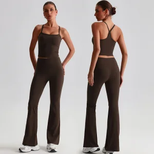 Conjunto de Roupas de Yoga Feminino Leggings Flare