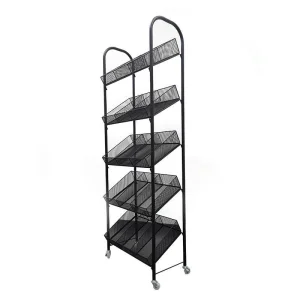 Store Display Rack Metal 5 Tier Solid Shelf Eco-Friendly Quick Installation Retail Display Racks Wheels Supermarket Commercial