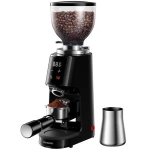 Professional 64mm Burr Coffee Grinder with Adjustable Electronic Timer LED Display Anti Static Coffee Bean Grinder