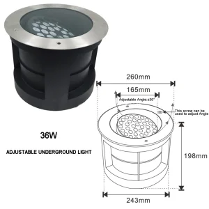 36W Change Angle LED Stainless Steel Waterproof Recessed Underground Inground Buried Uplight