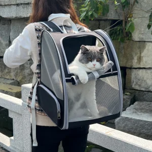 Mochila Transportadora de Gato Respirável Grande Capacidade Bolsa para Cães e Gatos