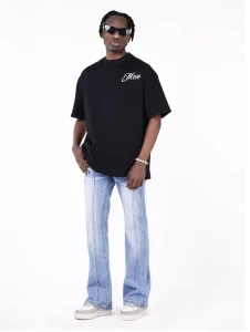 Calças Jeans Azul Denim Relaxadas Slimmest Micro Flare