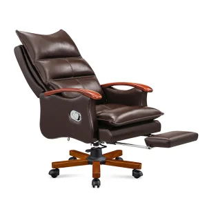 Cow Leather Chair with Footrest