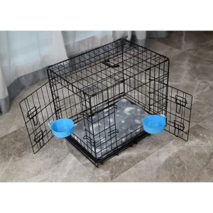 Competitive Price Portable Indoor Dog Kennel 24x17x19 Inch Metal Folding Dog Cage with Double Doors Easy-to-Assemble Breathable