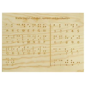 Wood Braille Alphabet Board with Raised Dots - Great Montessori Educational Tool for All Ages