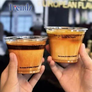 Trendz Biodegradable Plastic PLA Cold Drinks Cups 12/16/24oz Eco-Friendly Compostable Plastic Cups for Bubble Tea, Iced Coffee
