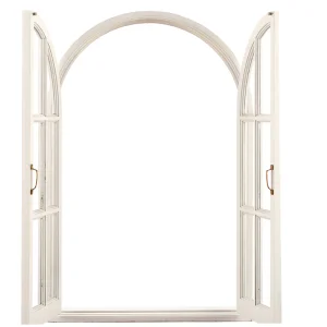 Ventanas Francesas de Madera con Arco de Aluminio