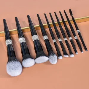 Private Label Black Sparkling Makeup Brush Set