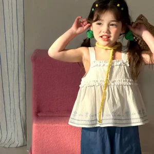 Conjunto de denim para niñas con camiseta y jeans