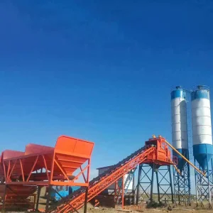 Jinshi Reliable Electric Concrete Mixing Plant Production Line Motor Engine Twin Shaft Mixer Centralized Control Durable Cement
