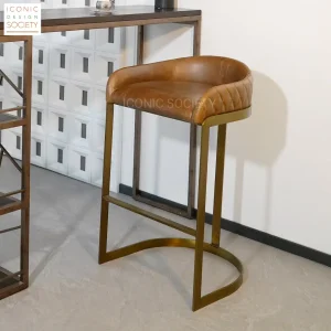 Industrial Metal Leather Stool