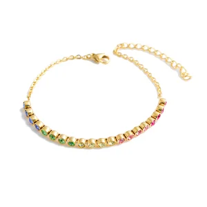 Fashion Charm Jewelry Colorful Chain Crystal Diamond Chain Tennis Bracelet
