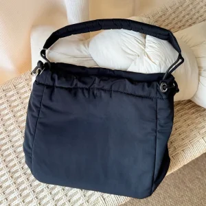 Nylon Drawstring Tote Bag Adjustable Strap Shoulder Handbag