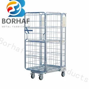 Durable Industrial Laundry Transport Trolley Collapsible Roll Cage with Casters
