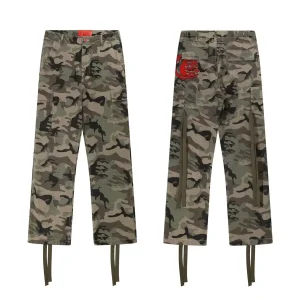 Calças Jeans Unissex de Perna Reta com Logo Gráfico