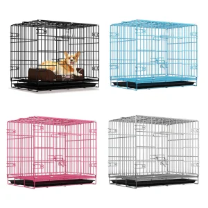 Wholesale OEM/ODM Heavy Duty Foldable Metal Dog Cages with Secure Double Doors Easy Clean Removable Tray Custom Logo Packaging
