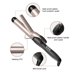 LCD Digital Display Ceramic Curling Iron Large Bubble Bar Professional Titanium Dual Voltage Curling Iron